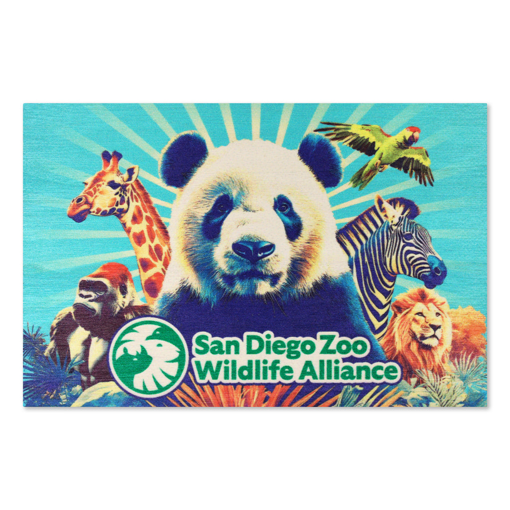 SAN DIEGO ZOO ANIMALS WOODEN POSTCARD