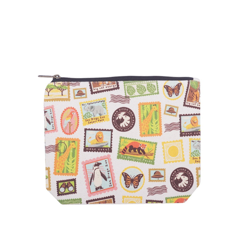 SAN DIEGO ZOO WILDLIFE STAMP CANVAS TRAVEL POUCH