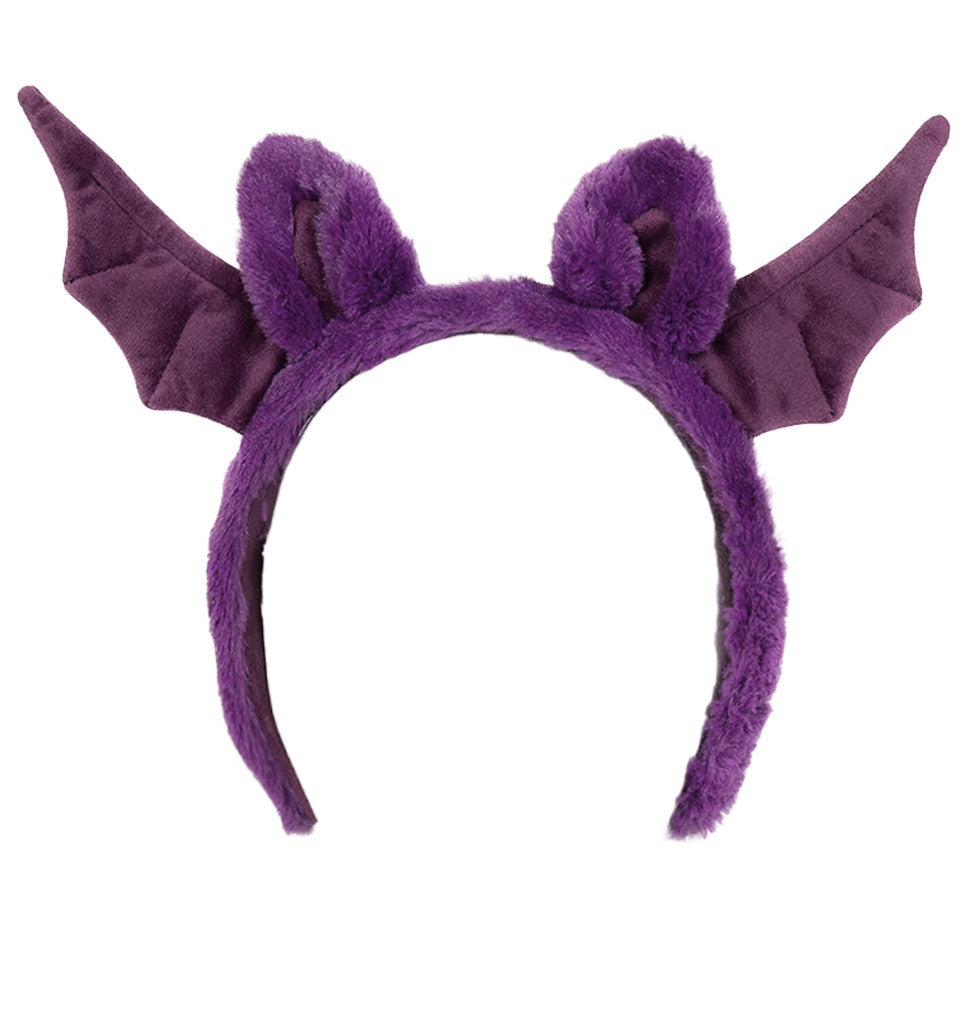 PURPLE PLUSH BAT HEADBAND WITH EARS AND WINGS