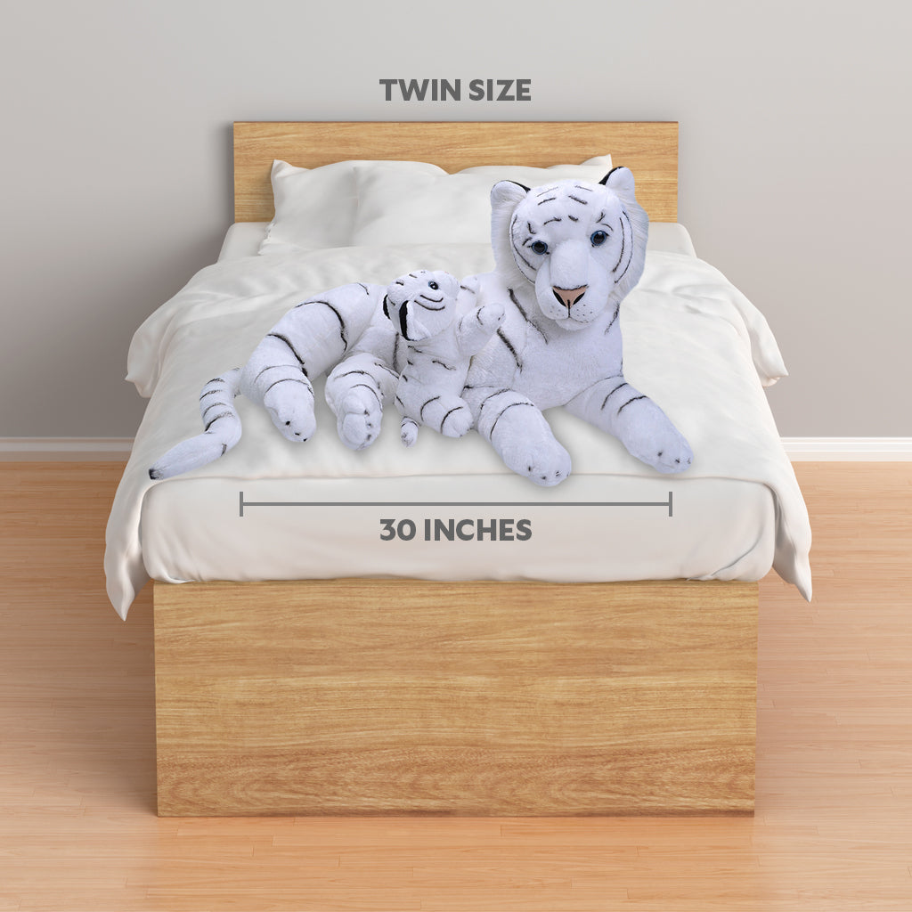 White Tiger Mom & Baby Supersize Eco Plush - 30 Inch