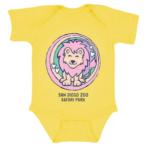 SMILING LION BABY INFANT BUTTER YELLOW ROMPER HEARTS CIRCLES