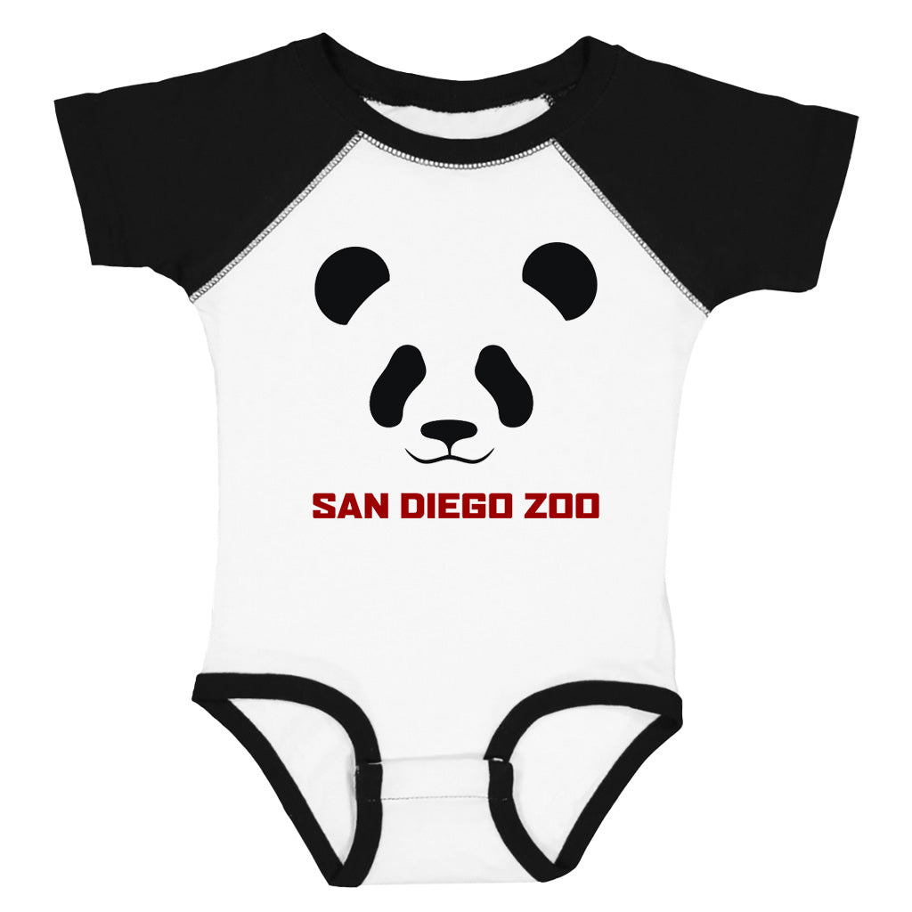 GIANT PANDA FACE BABY INFANT BLACK AND WHITE ROMPER TEE SDZ