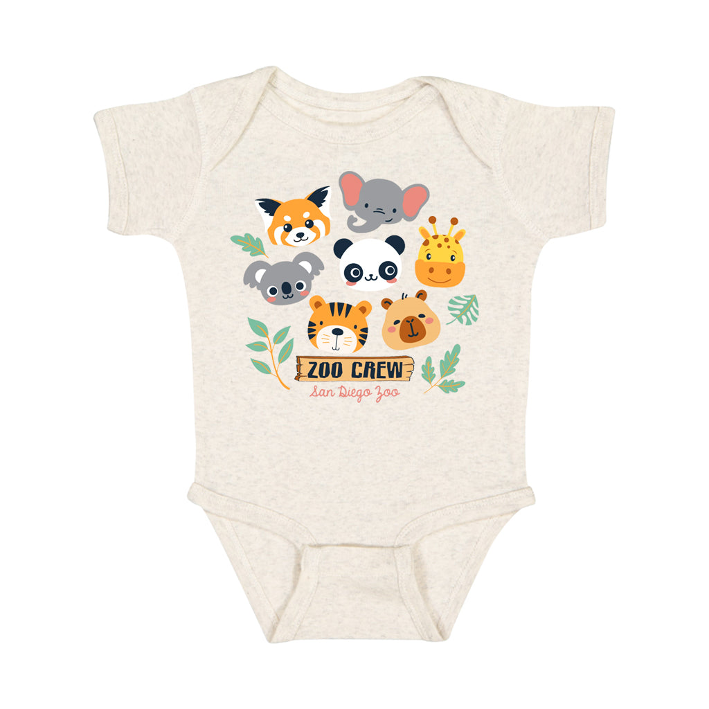 SAN DIEGO ZOO CREW NATURAL HEATHER BABY INFANT SNAP BOTTOM ROMPER