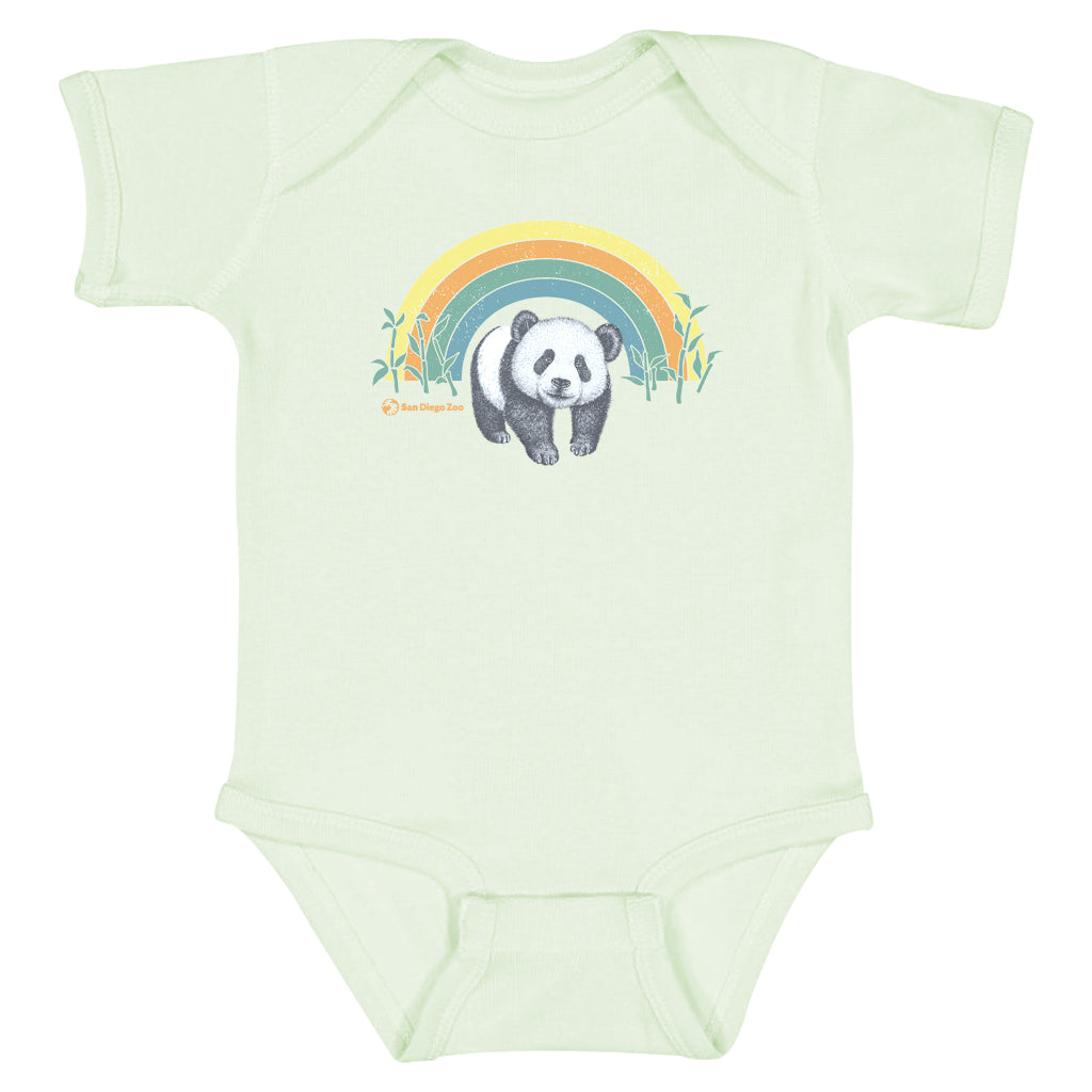 INFANT BABY ONESIE GIANT WALKING PANDA SUNSET RAINBOW BAMBOO HONEYDEW GREEN