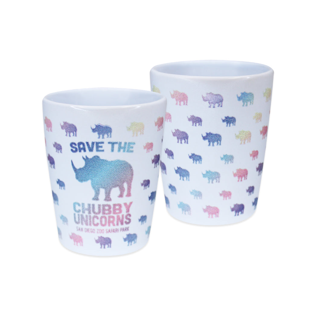 SAVE THE CHUBBY UNICORNS MULTI COLORED RHINO SHOT GLASS