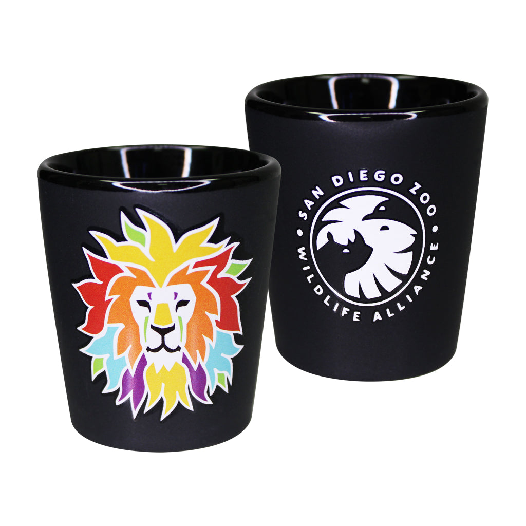 COLORFUL LION SHOT GLASS BLACK MATTE WITH SDZWA LOGO 