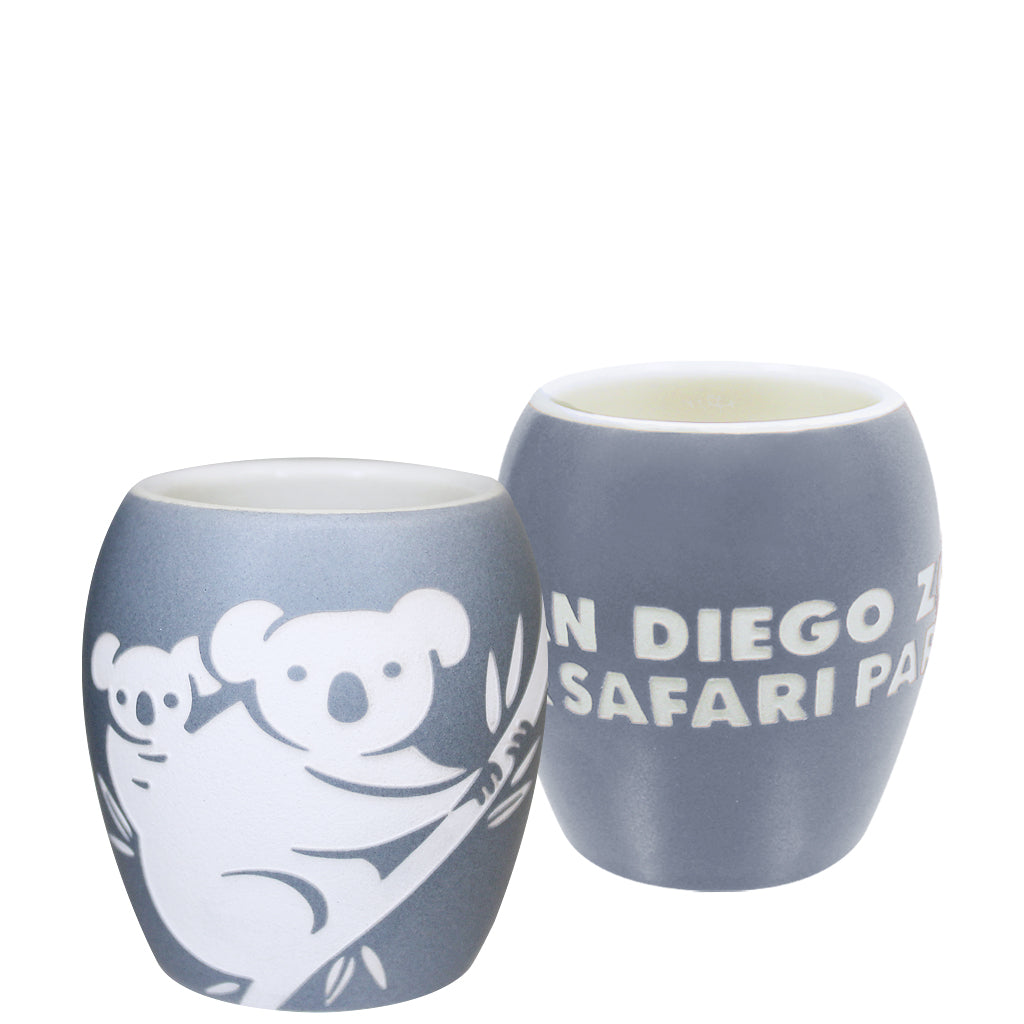 GREY KOALA SHOT GLASS ETCHED CERAMIC