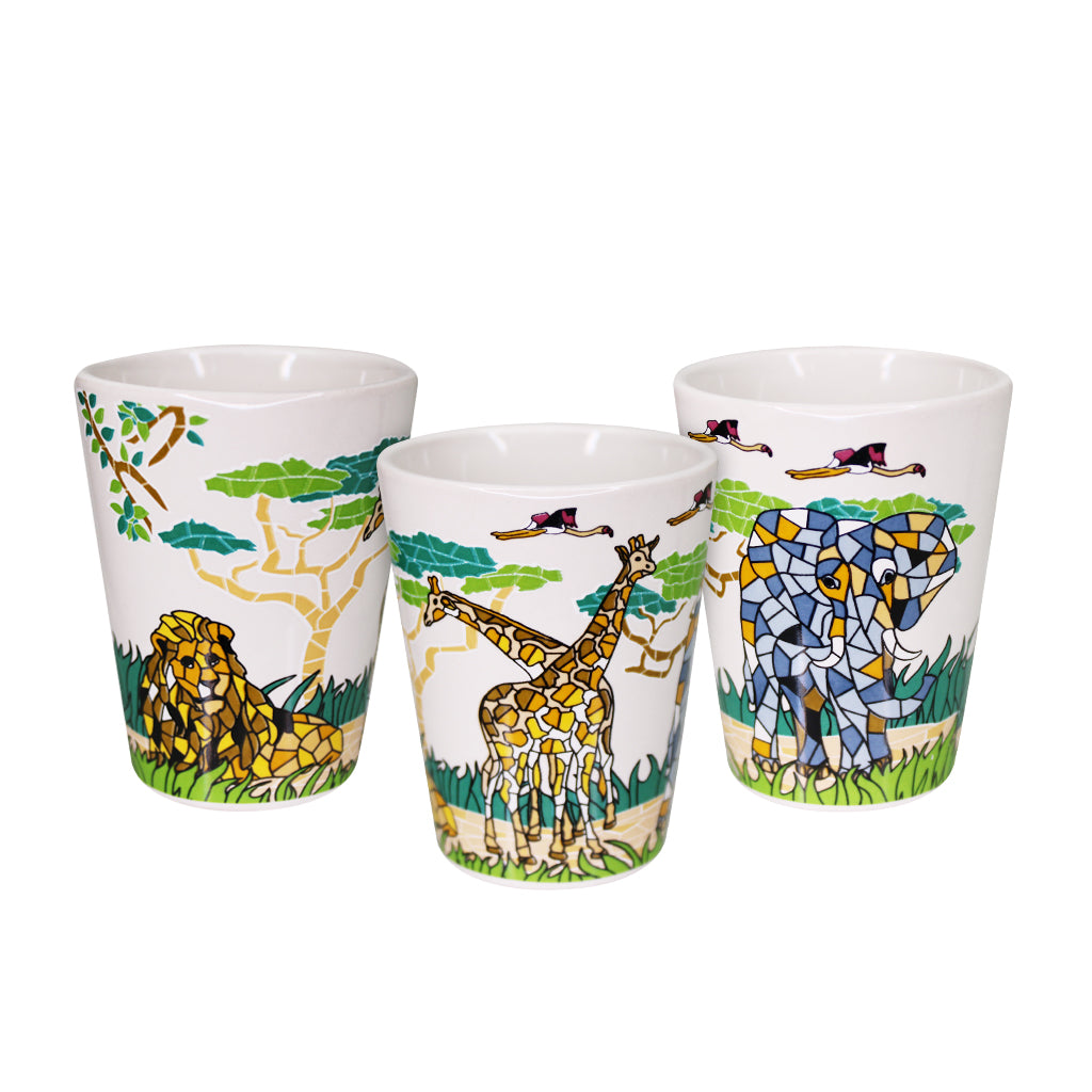 MOSAIC AFRICAN ANIMALS CERAMIC SHOT GLASS SDZWA