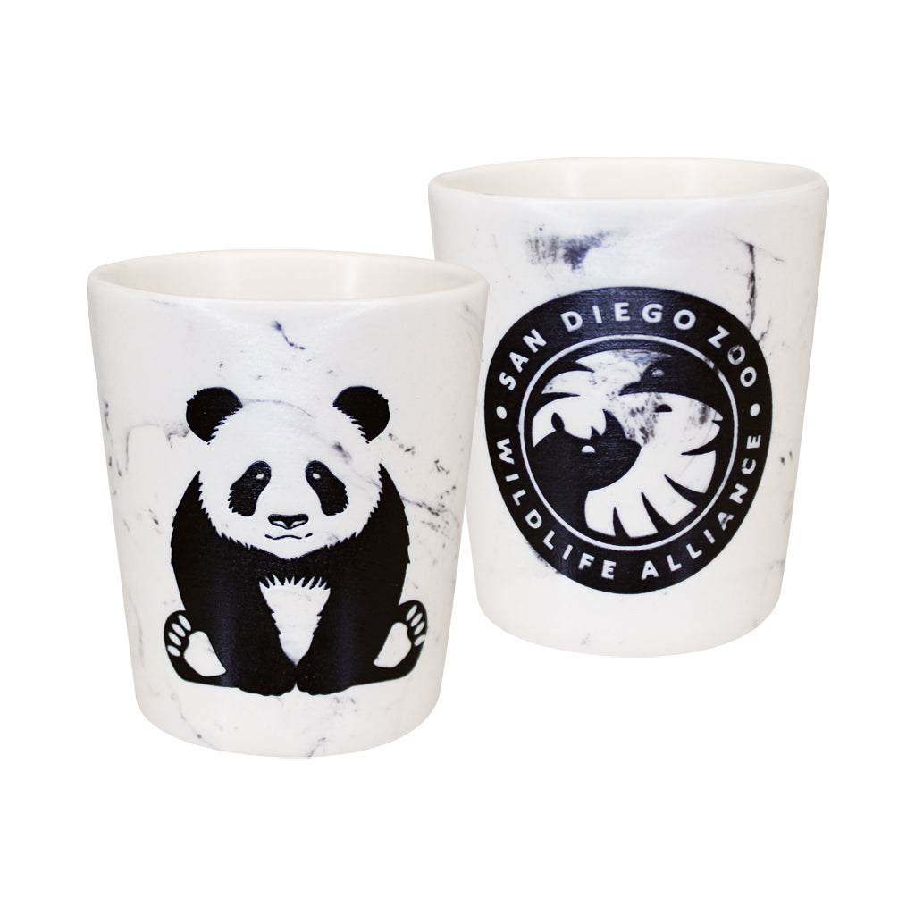 GIANT PANDA CREAM AND BLACK MARBLE FINISH SHOT GLASS