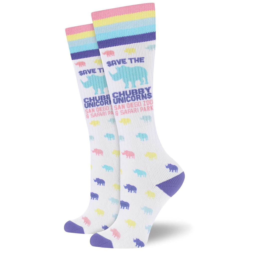 SAVE THE CHUBBY UNICORNS LADIES WOMENS BOOT SOCKS 