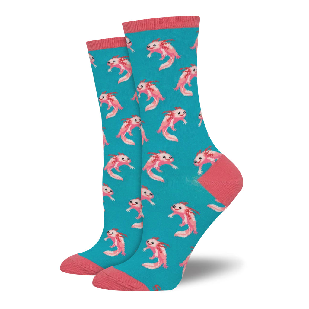 Axolotl Blue and Pink Wildlife Ladies Socks