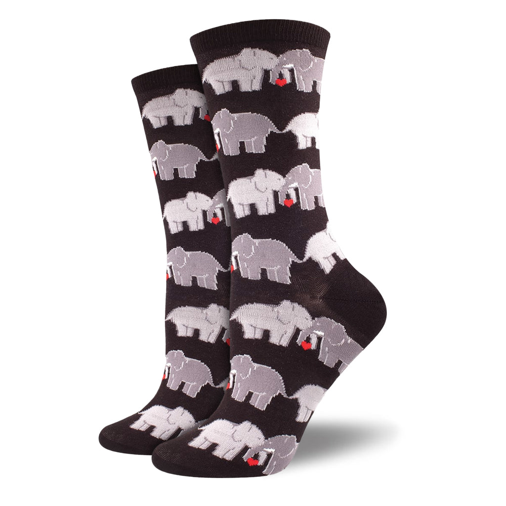 Elephant Hearts Black Ladies Socks