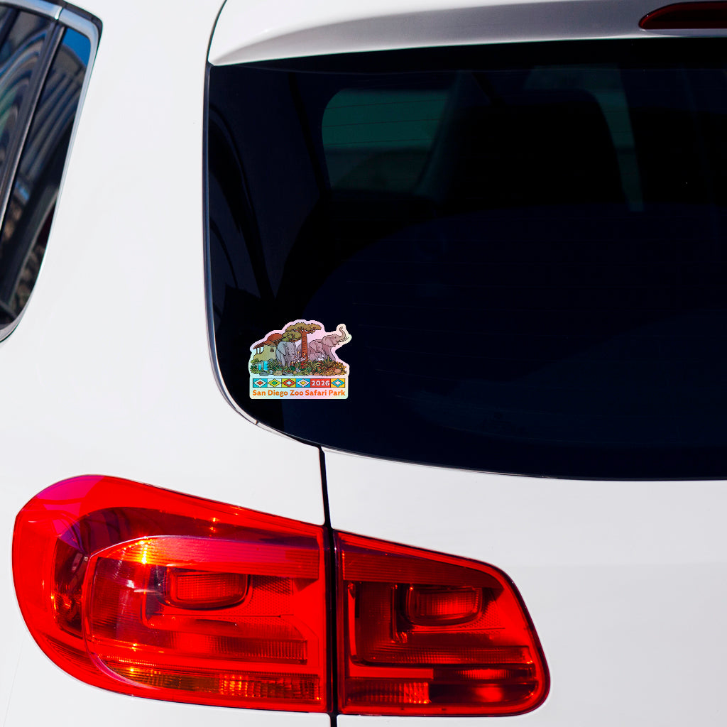 Giant Strides Elephant Chrome Sticker