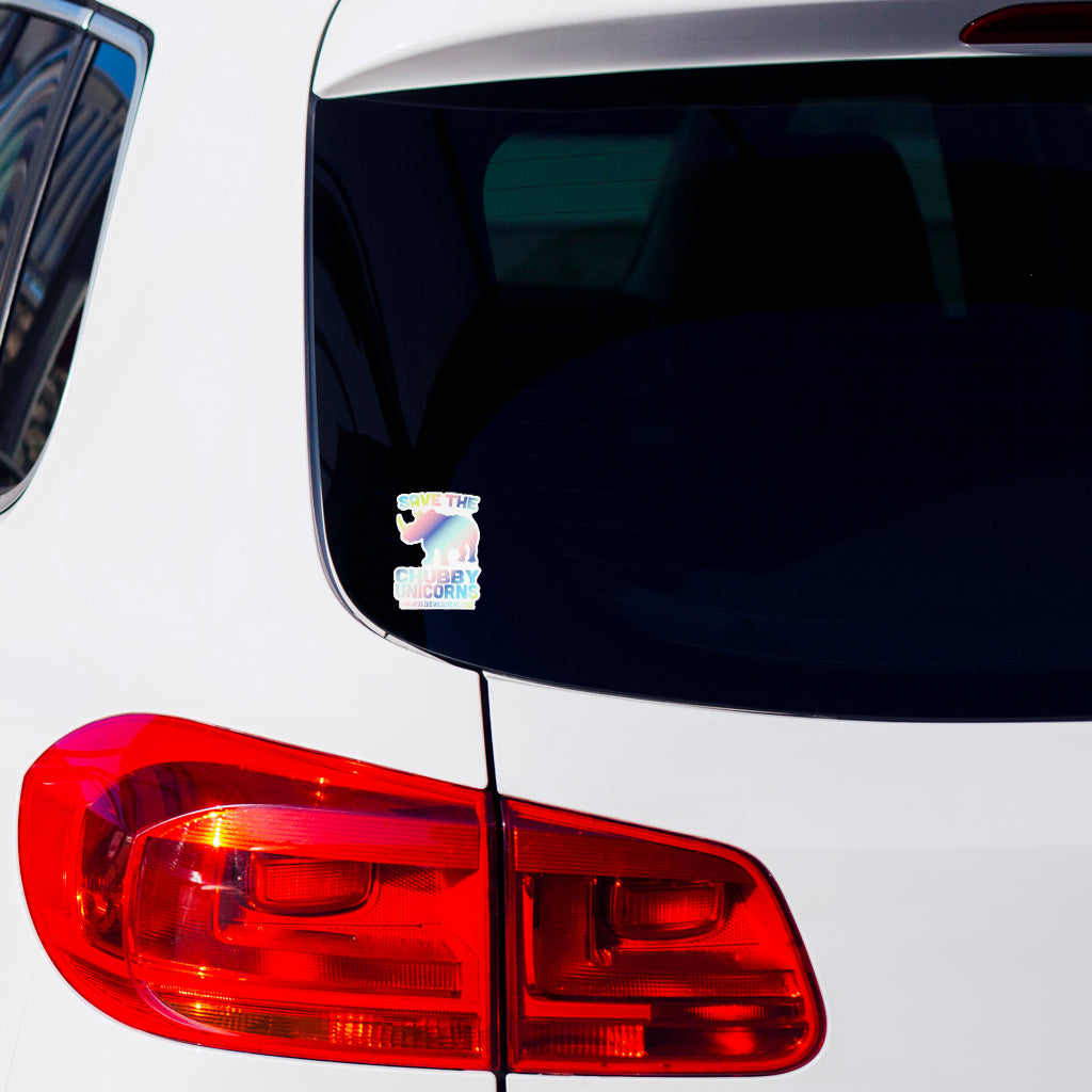 Save The Chubby Unicorns Sticker - Ombre Rainbow
