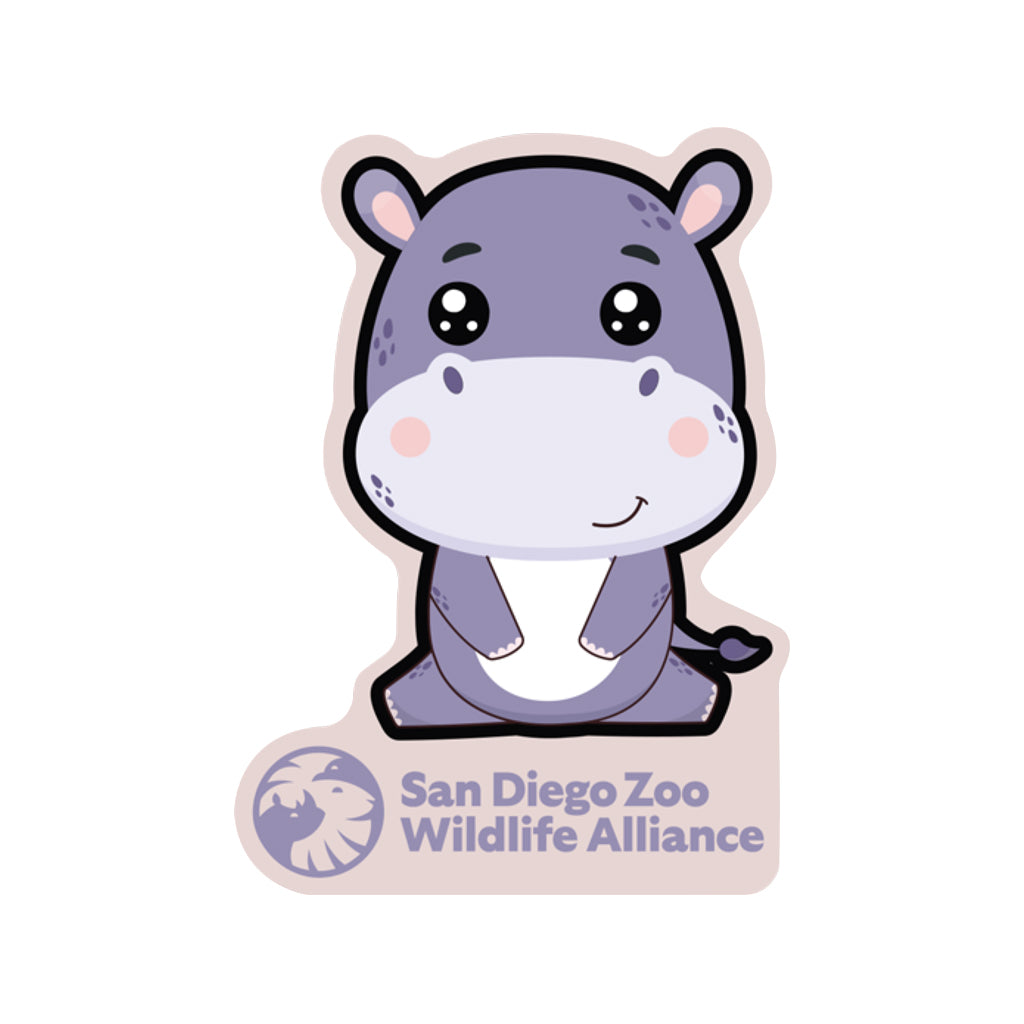 CUTE PURPLE AND WHITE HIPPO STICKER SDZWA LOGO