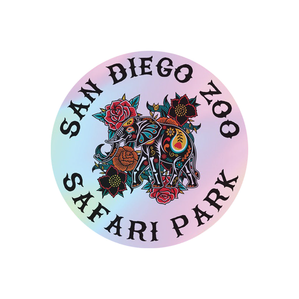 DIA  DE LOS MUERTOS CHROME AFRICAN ELEPHANT STICKER 