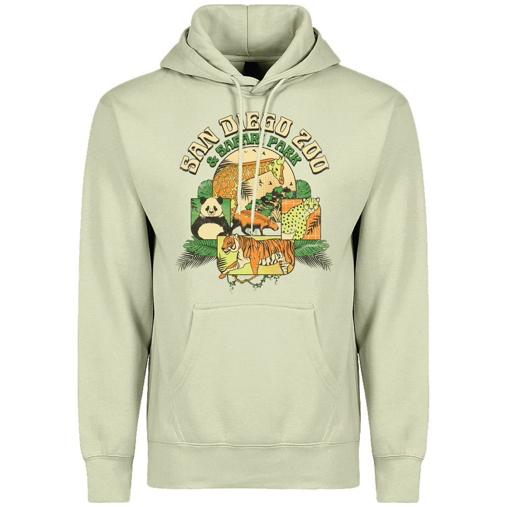 SAN DIEGO ZOO & SAFARI PARK ZOO-VERSE COMICS SAGE GREEN HOODED HOODY SWEATSHIRT 