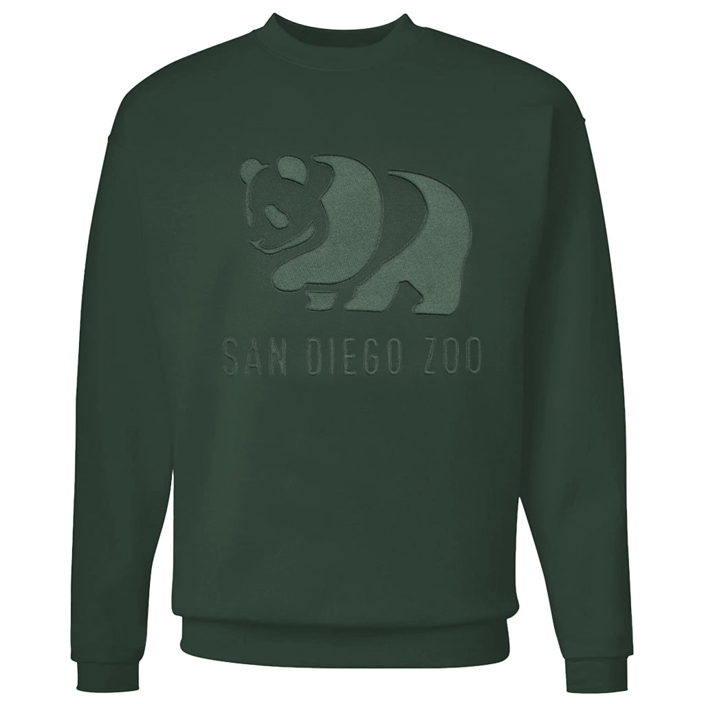 FOREST GREEN EMBOSEED PANDA DESIGN SAN DIEGO ZOO CREW NECK SWEATSHIRT