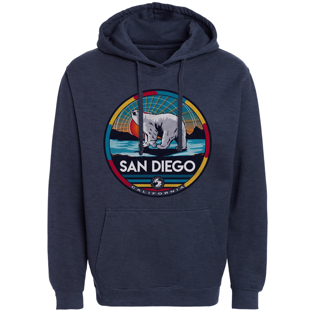 FOCUS POLAR BEAR TUNDRA SWEATSHIRT HOODY SAN DIEGO NAVY HEATHER UNISEX MENS WOMENS