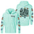 GROOVY BUTTERFLY FLOWER MINT GREEN ZIP UP HOODED SWEATSHIRT 