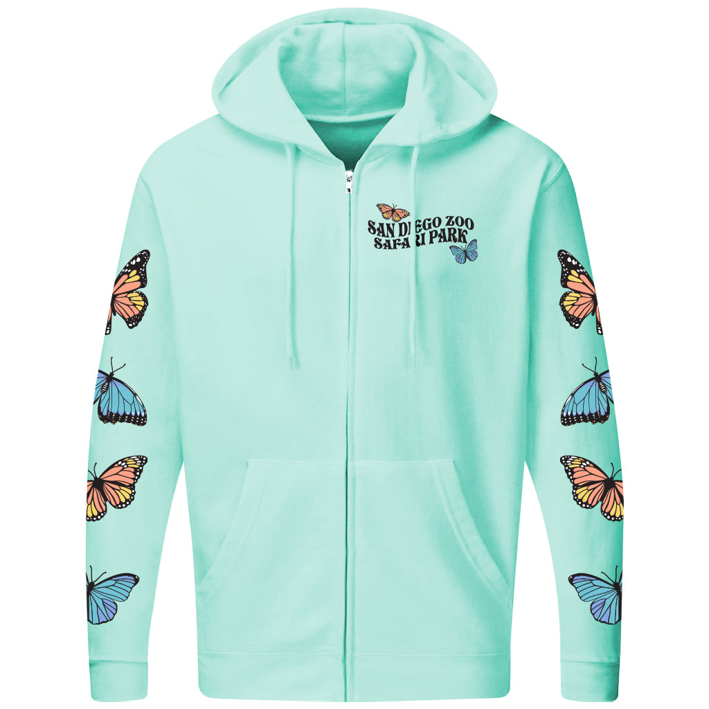 Groovy Butterflies Zip-Up Hooded Sweatshirt