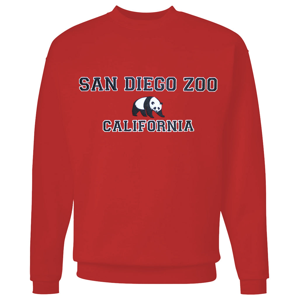 COLLEGIATE RED SAN DIEGO ZOO CALIFORNIA GIANT PANDA PULLOVER CREW NECK SWEATSHIRT