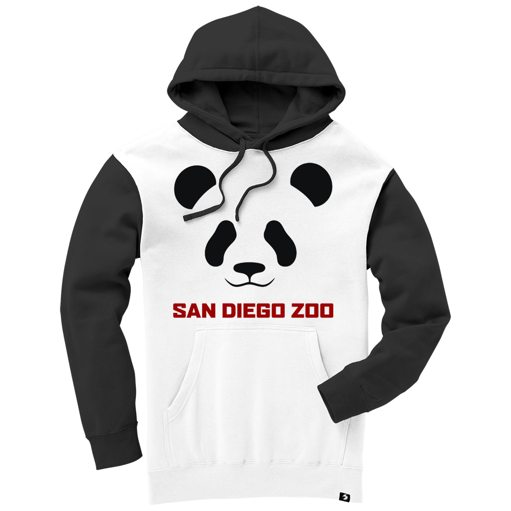 GIANT PANDA FACE BLACK AND WHITE SAN DIEGO ZOO HOODY HOODED PULLOVER SWEATSHIRT