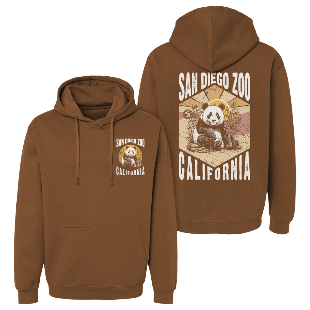 SAN DIEGO ZOO PANDA RAYS TOBACCO BROWN HOODY HOODED PULLOVER SWEATSHIRT
