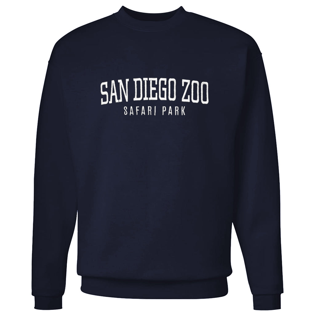 SAN DIEGO ZOO SAFARI PARK EMBROIDERED NAVY BLUE CREW SWEATSHIRT