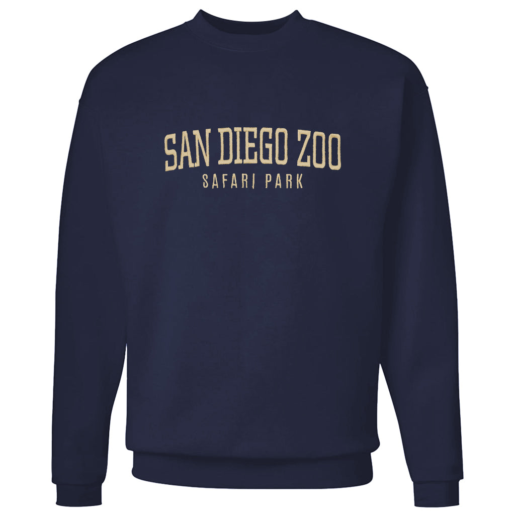 SAN DIEGO ZOO SAFARI PARK EMBROIDERED NAVY BLUE CREW SWEATSHIRT
