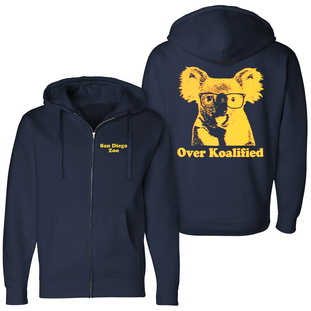 OVER KOALIFIED ZIP-UP HOODED NAVY BLUE SAN DIEGO ZOO SWEATSHIRT UNISEX MENS