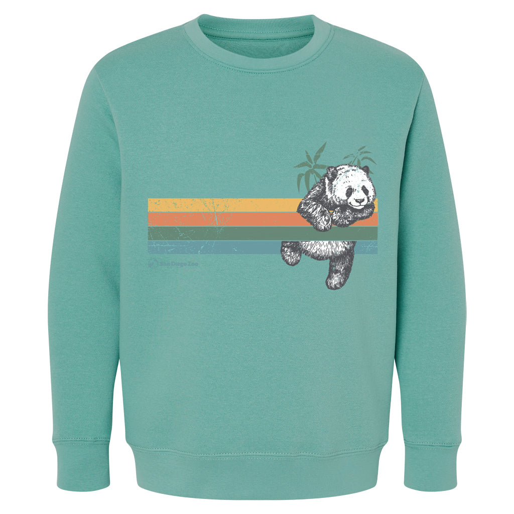 PANDA SUNSET YOUTH KIDS BOYS GIRLS CREW NECK SWEATSHIRT SALTWATER GREEN