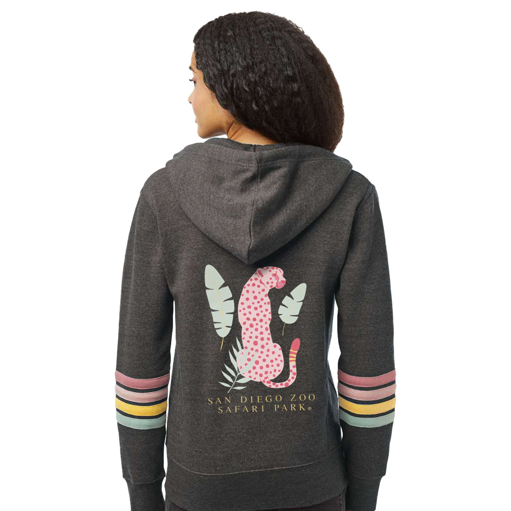 Cheetah Ladies Zip-Up Hooded Sweatshirt