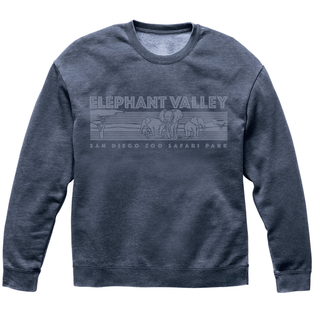 ELEPHANT VALLEY LINEAR LAPIZ BLUE WOMENS LADIES PULLOVER SWEATSHIRT AFRICAN ELEPHANTS