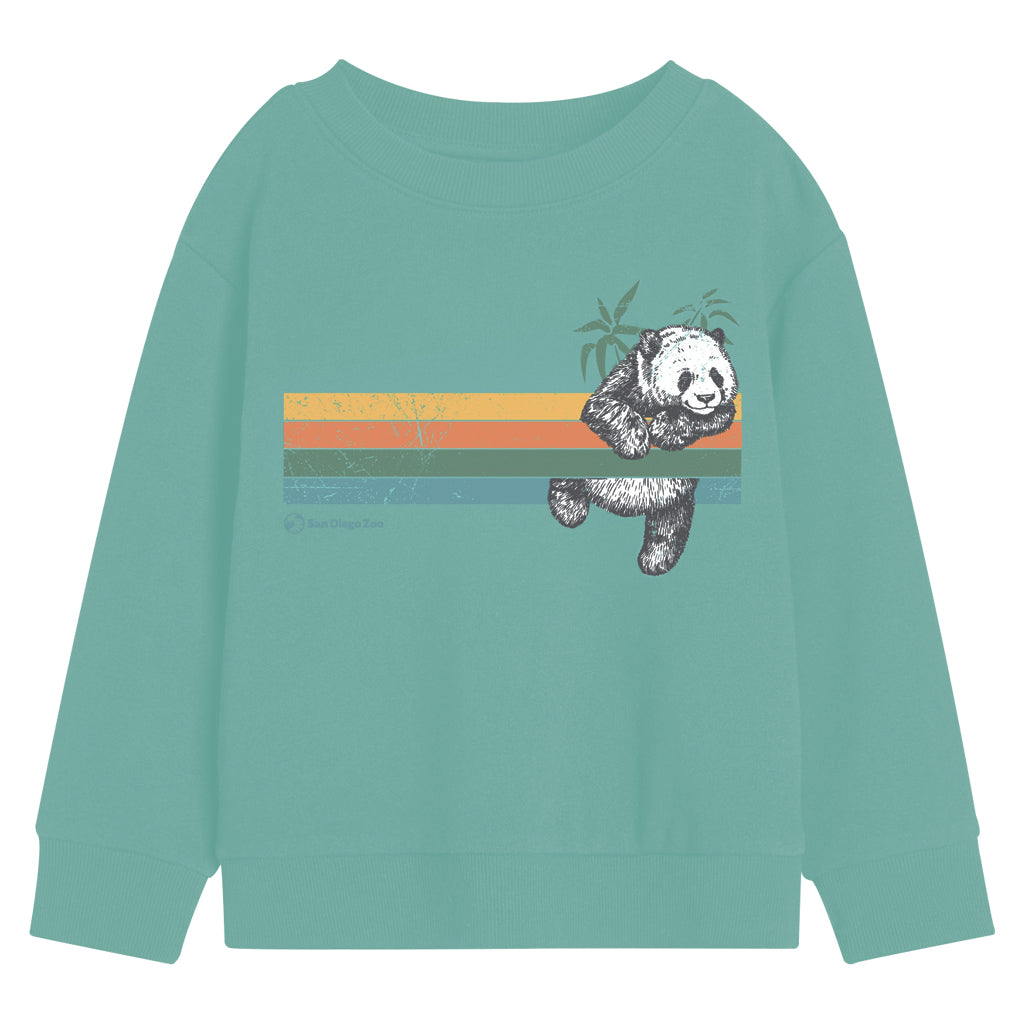 PANDA SUNSET TODDLER CREW NECK PULLOVER SWEATSHIRT SALTWATER GREEN