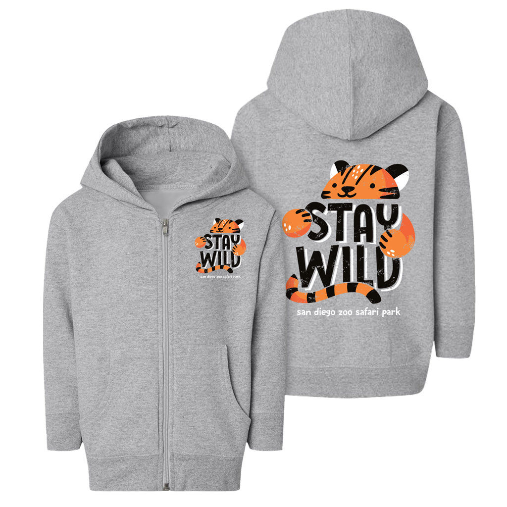 STAY WILD TODDLER TIGER SWEATSHIRT HEATHER GRAY GREY