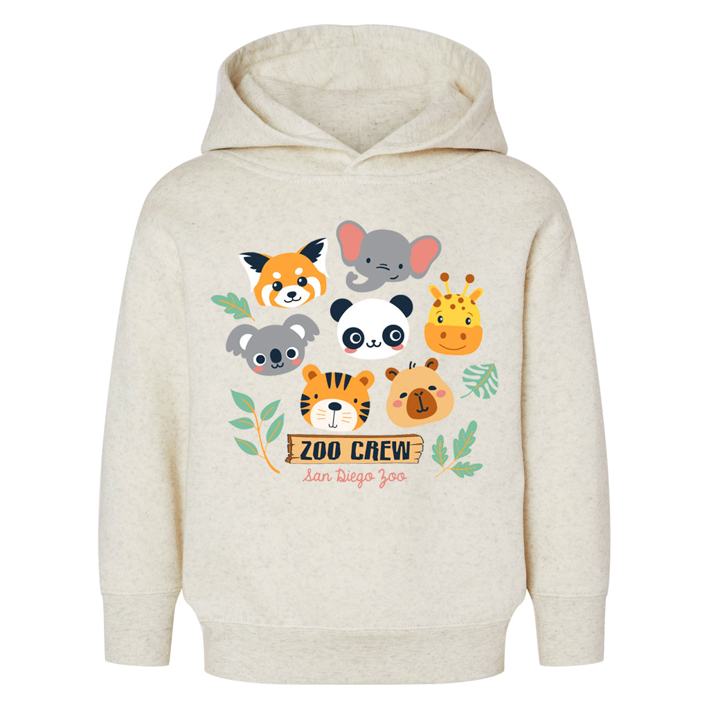 NATURAL HEATHER ZOO CREW FACES TODDLER HOODED SWEATSHIRT