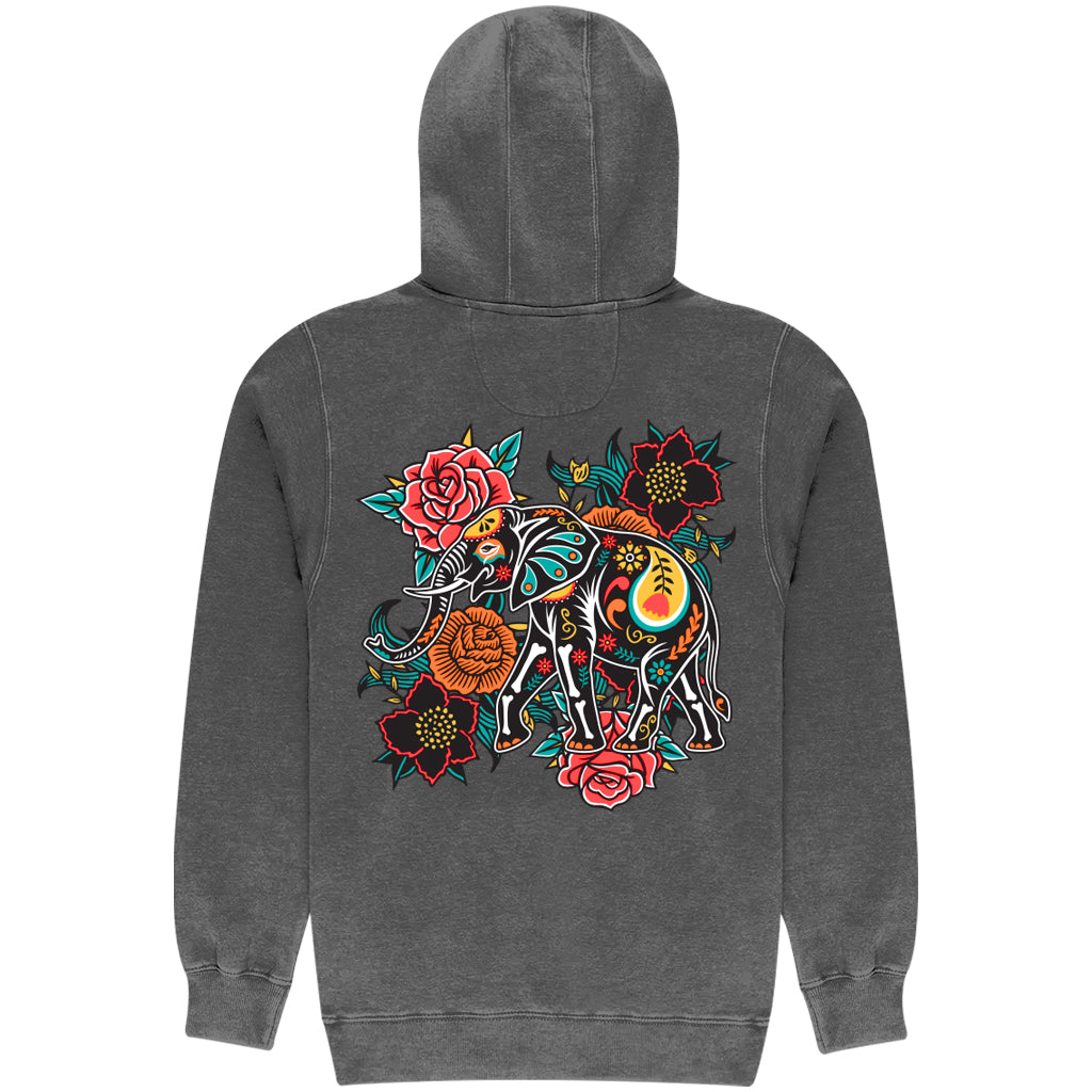 Día de los Muertos-Inspired Elephant Hooded Sweatshirt