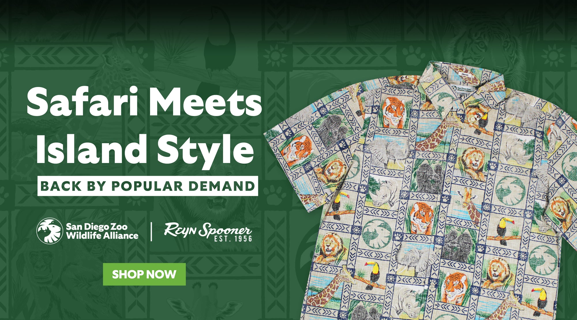 Safari Meets Island Style with our SDZWA Reyn Spooner Classic Shirt