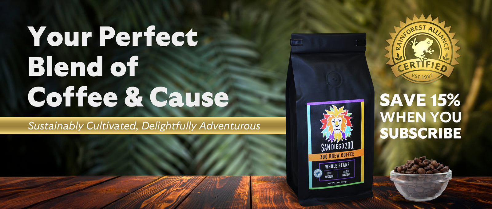 San Diego Zoo Brew Ground Coffee Subscription Save 15% When You Subscribe
