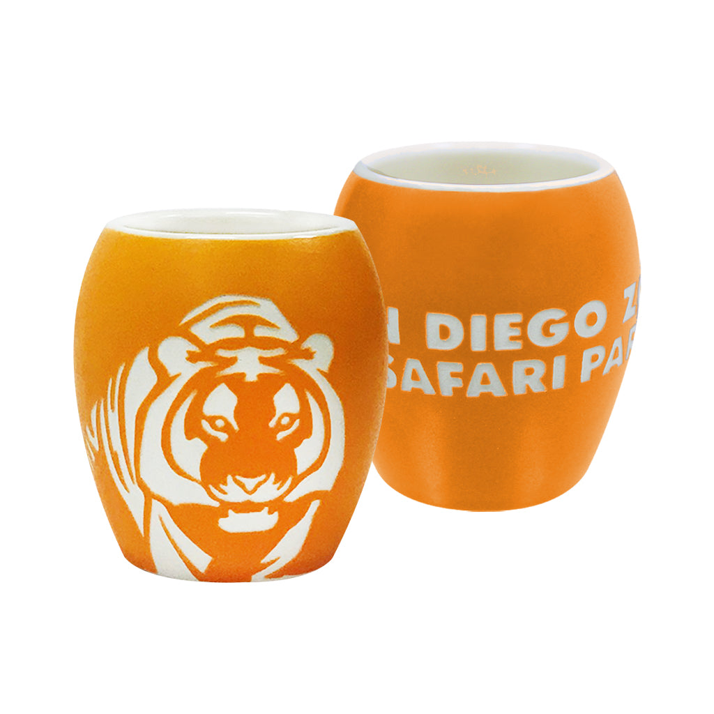 ORANGE TIGER SHOT GLASS MATTE CERAMIC