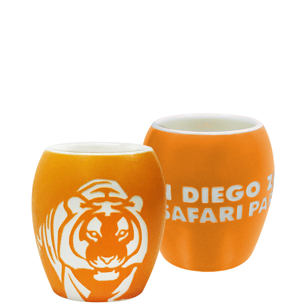 ORANGE TIGER SHOT GLASS MATTE CERAMIC