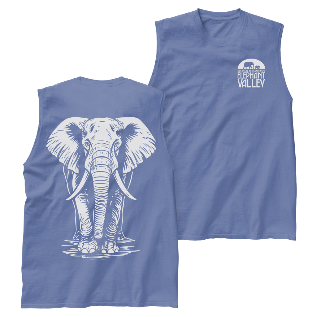 ETCHED ELEPHANT VALLEY POOL BLUE MENS MUSCLE TANK SAN DIEGO ZOO SAFARI PARK UNISEX