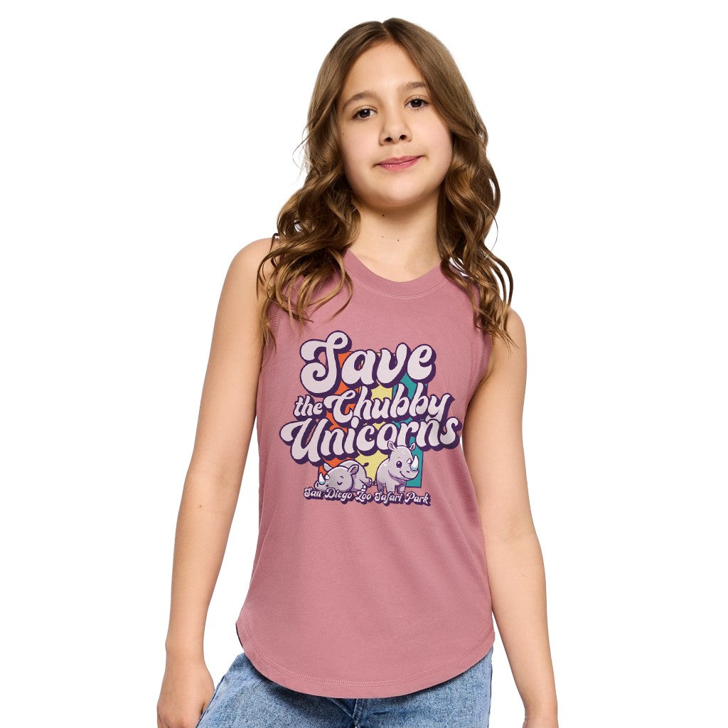 Save the Chubby Unicorns Rainbow Girls Tank