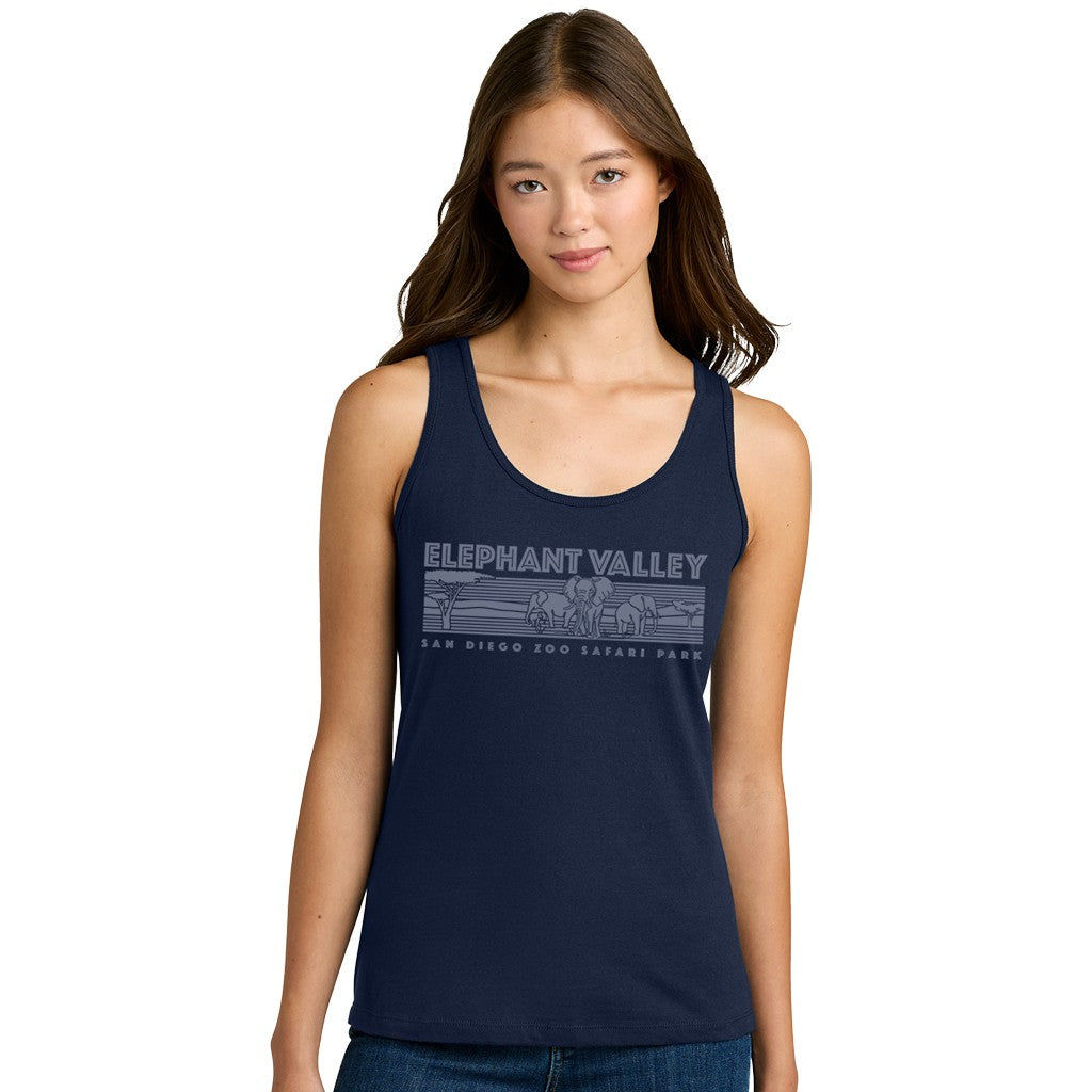 Linear Elephants Ladies Tank