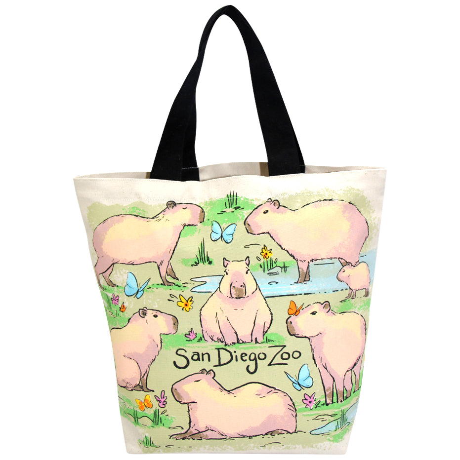 CANVAS CAPYBARA BUTTERFLIES BUTTERFLY SAN DIEGO ZOO TOTE BAG