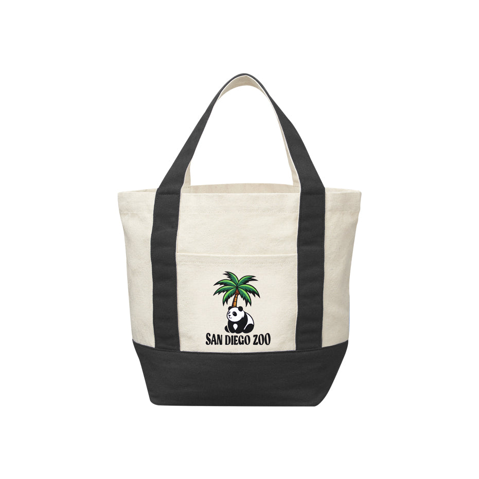 BEARY EXCLUSIVE COTTON CANVAS LUNCH TOTE BAG GIANT PANDA PALM TREE RECYCLED 