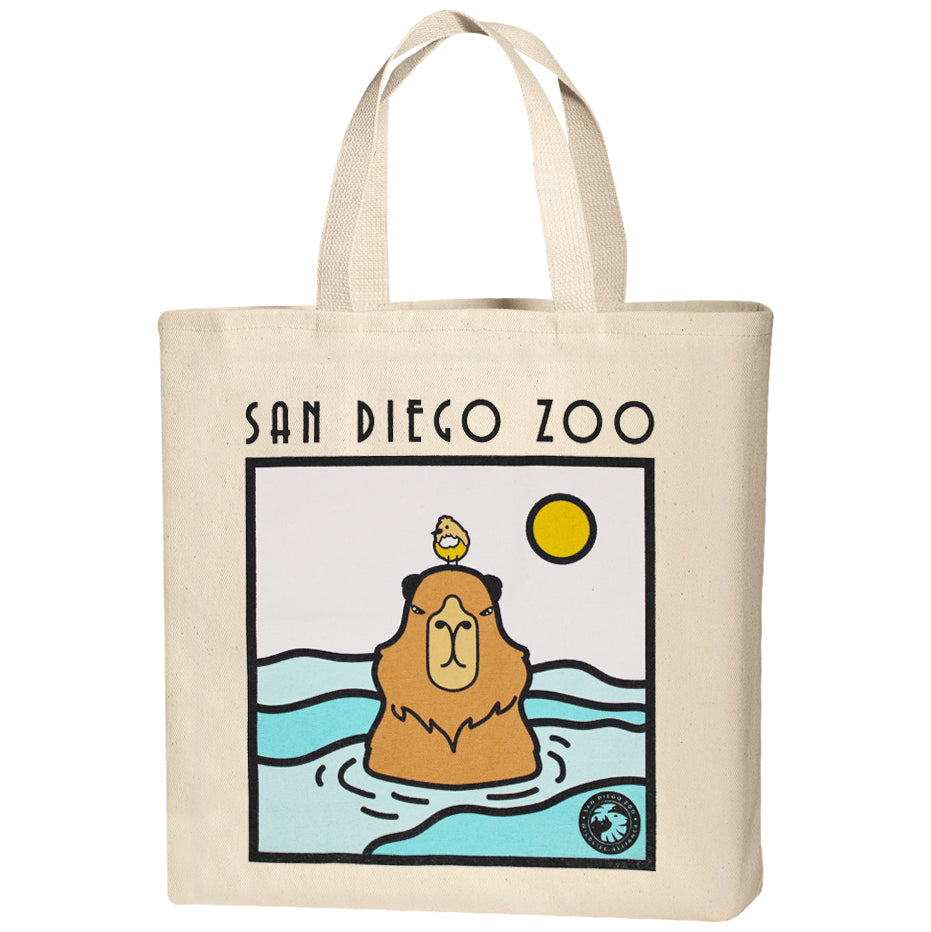 SEA CAPYBARA SWIMMING CANVAS TOTE BAG SAN DIEGO ZOO