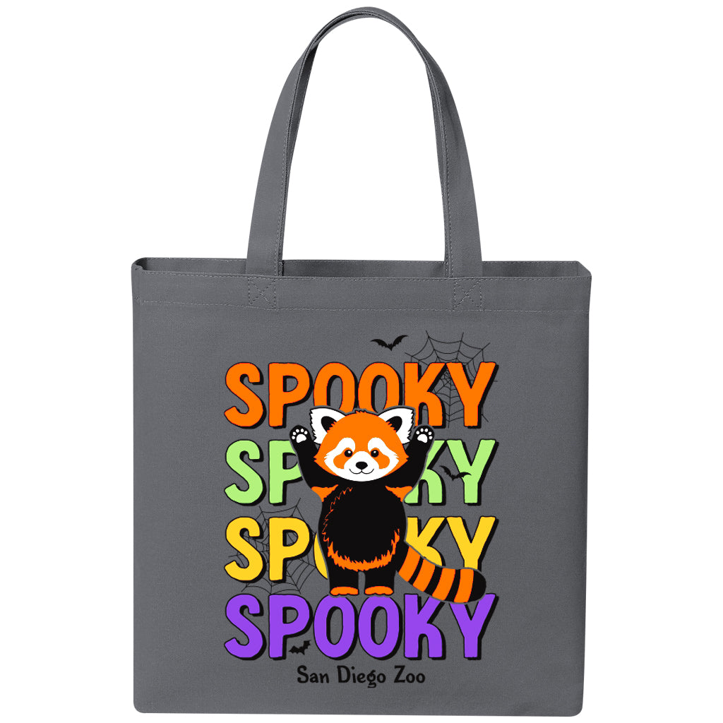 SPOOKY RED PANDA STORM GRAY CANVAS TOTE BAG