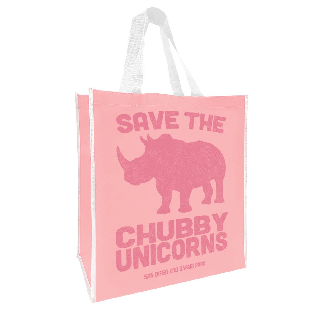 SAVE THE CHUBBY UNICORNS TONAL PINK SHOPPING TOTE SAN DIEGO ZOO SAFARI PARK RHINO